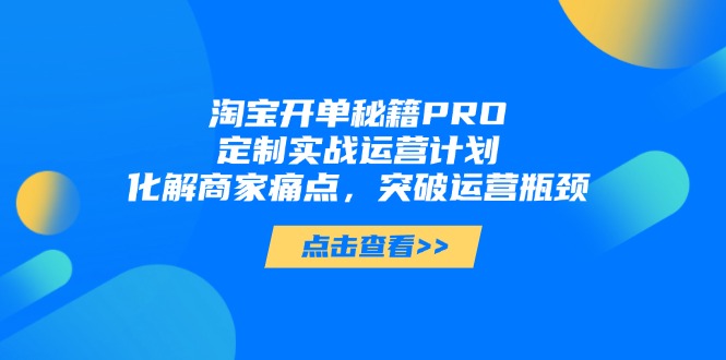 淘宝开单秘籍PRO，定制实战运营计划，化解商家痛点，突破运营瓶颈-梦遥资源网