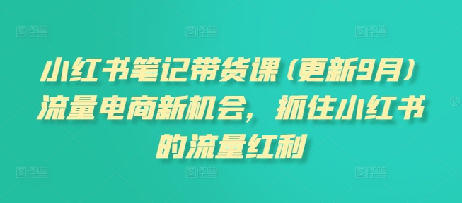 小红书笔记带货课(更新25年4月)流量电商新机会，抓住小红书的流量红利-梦遥资源网