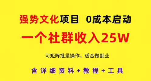 强势文化项目，一个社群收入25个W，0成本启动，可矩阵批量操作，原创详细实操教程-梦遥资源网